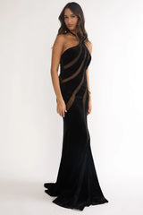 Azelia Velvet Maxi Dress Black