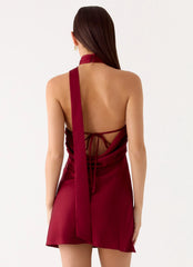 Keena Scarf Mini Dress Burgundy