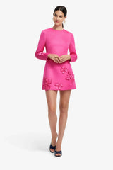 Aliza Long Sleeve Petal Mini Dress - Hot Pink