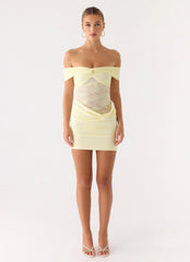 Either Way Off Shoulder Mini Dress Yellow