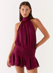 Willow Chiffon Mini Dress - Plum