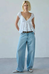 Celeste Lace V Neck Top
