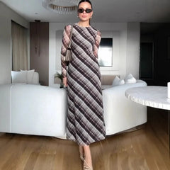 Cassandra | Women's Plaid Elegant Modern Maxi Dress