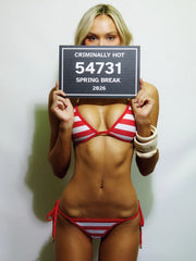 Lucy's NICOLETTE BIKINI TOP RED WHITE STRIPE