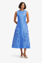 Cleo Appliqué Sleeveless Midi Dress - Azure