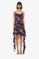 Alba Mini Dress - Neon Heart Print