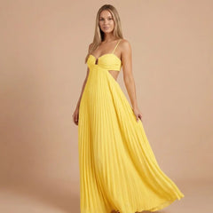 Riley Pleated Halter Maxi Dress