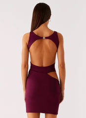 Velvet Wine Mini Dress - Boysenberry