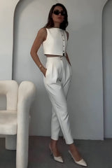 Duttini | Cropped Vest And Tapered Trousers Set