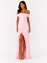 Icon In Motion Off Shoulder Maxi Dress Baby Pink