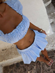 BONNIEE MINI SKIRT BLUE GINGHAM