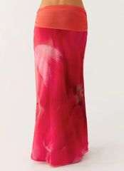 Raya Maxi Skirt - Peach Watermelon Flower
