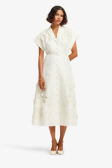 Aubrey Appliqué Shirt Midi Dress - Snow