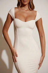 Modal Sweetheart-Neck Cap-Sleeve Midaxi Dress In Ivory
