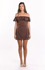 Haylie Brown Polka Dot Off Shoulder Mini Dress