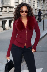 All Bundled Up Knit Cardigan Burgundy