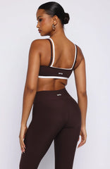 All The Glory Sports Bra Dark Chocolate/White
