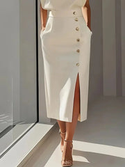Lisandra Button Midi Dress