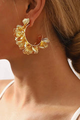 Olivia | Women'S C-Shaped Floral Design Earrings