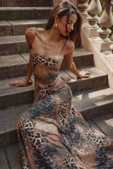 Leopard Hand Beaded Embellished Maxi Dress