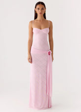Natty Lace Mesh Maxi Dress Petal Pink