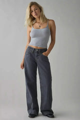 Morgan Pinstripe Wide Jeans