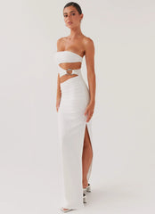 Into Pieces Mesh Maxi Dress - White
