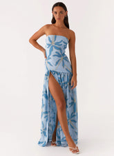 Eden Strapless Maxi Dress Blue