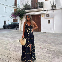 Dariela | Women's V-Neck Ruffle Elegant Maxi Dress
