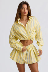 Cotton Poplin Stripe Multiway Cropped Shirt In Yellow Stripe