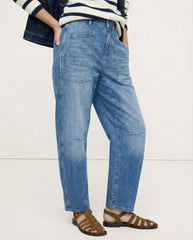Duttini | Structured Barrel Jeans For Women In Denim