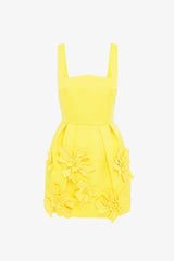 Piper Floral Appliqué Bell Shape Mini Dress - Sunshine