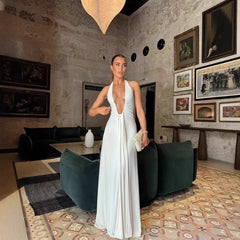 Fionnuala | Women's V-Neck Ruffle Elegant Maxi Dress