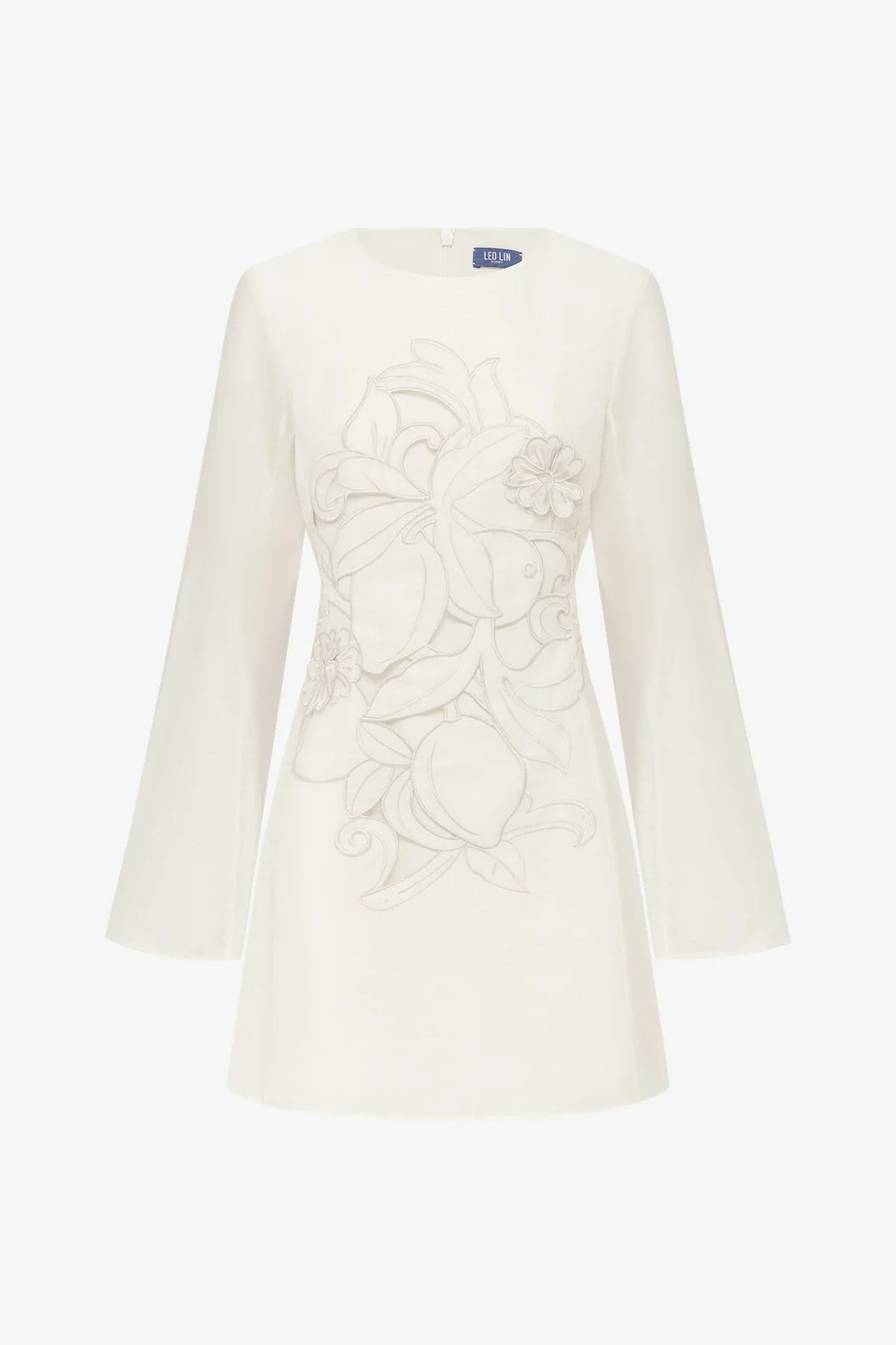 Suzanne Appliqué Bell Sleeve Mini Dress - Snow