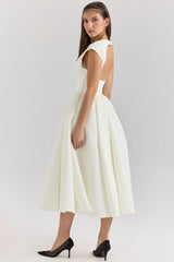 Ivory Moire Satin Midi Dress