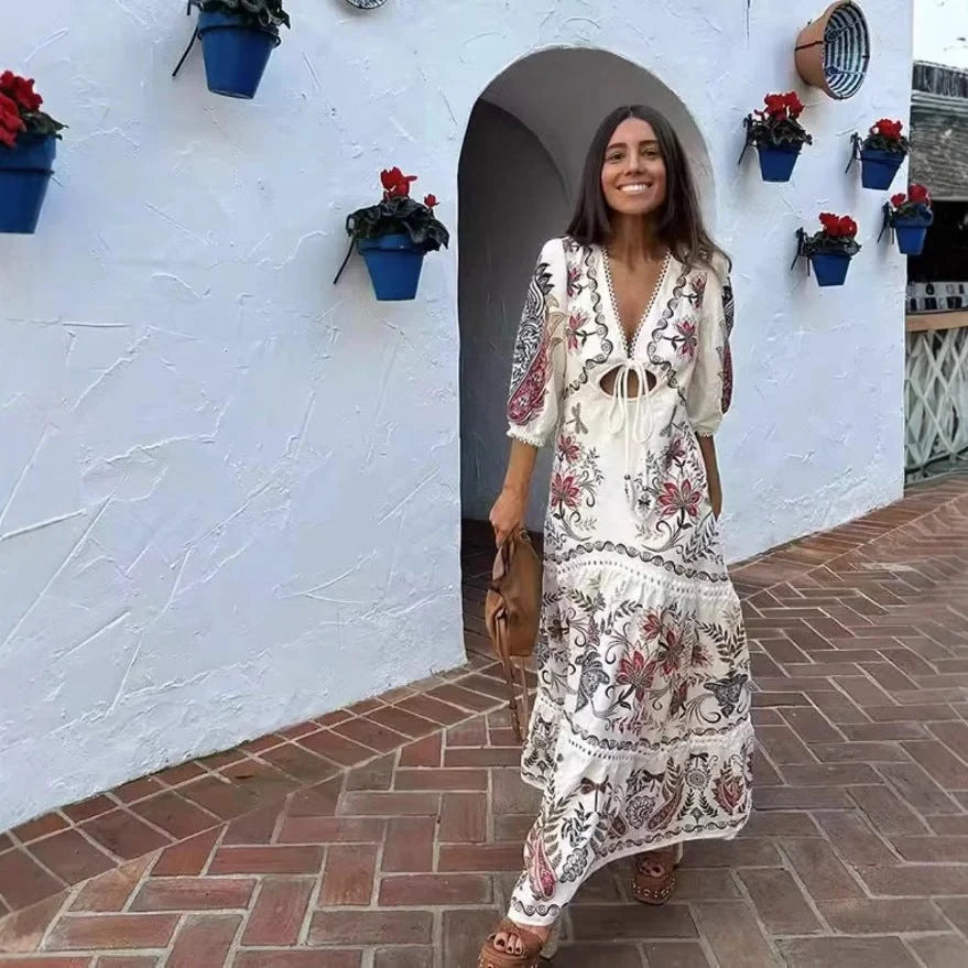 Egeria | Women's V-Neck Floral Maxi Dress