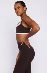 All The Glory Sports Bra Dark Chocolate/White