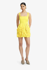 Piper Floral Appliqué Bell Shape Mini Dress - Sunshine