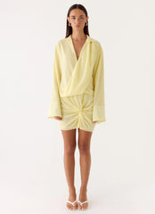 Ferretti Shirt Mini Dress Pale Yellow