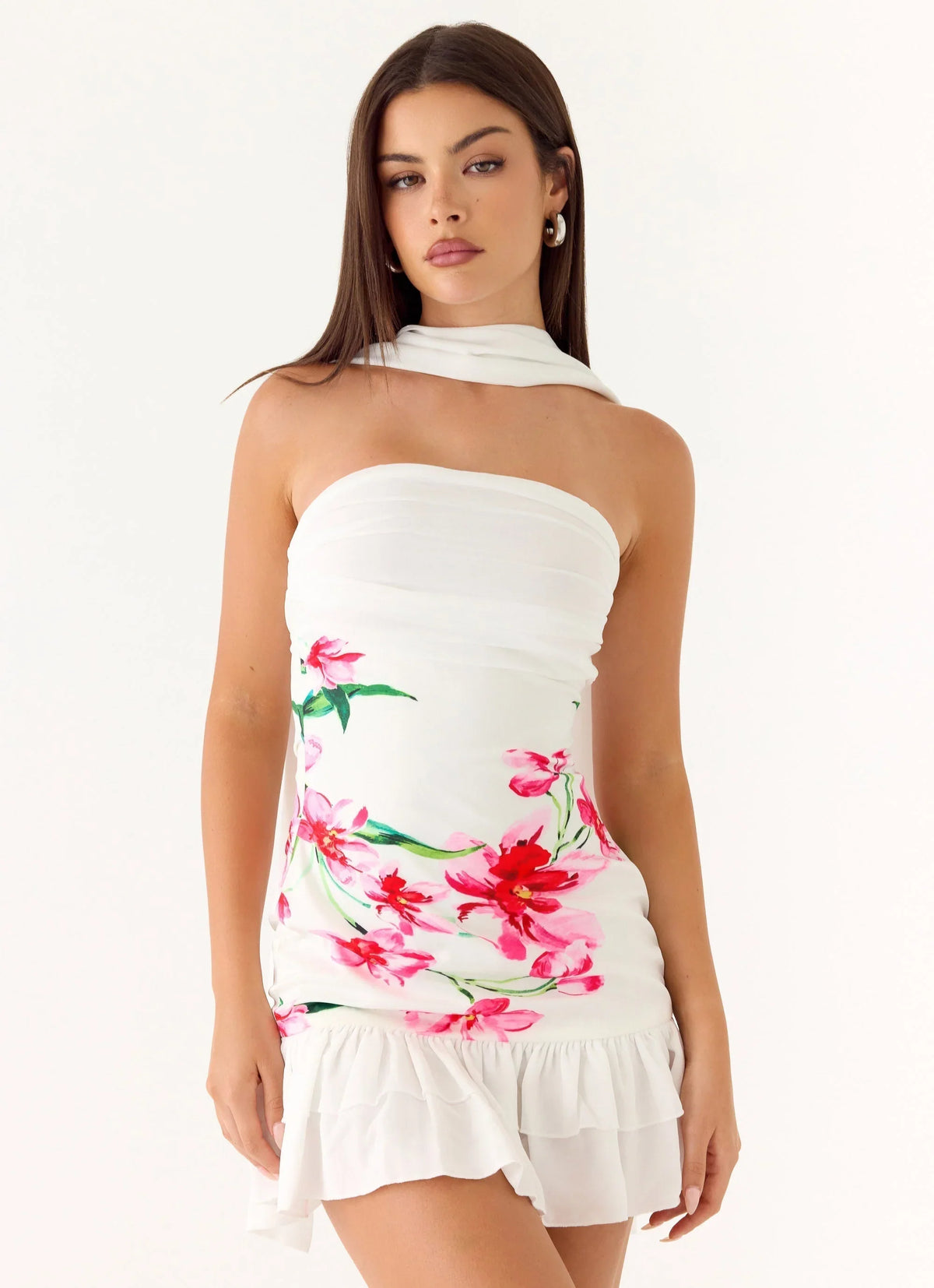 Manon Scarf Mini Dress White