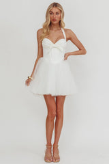 Princessa Halter Mini Dress White