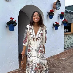 Egeria | Women's V-Neck Floral Maxi Dress