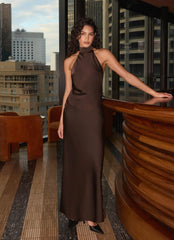 Gelita Halter Maxi Dress - Chocolate