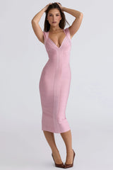baby pink bandage midi dress