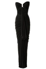 Black Atlantis Drape Maxi Dress
