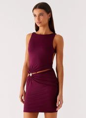 Velvet Wine Mini Dress - Boysenberry