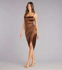 Madelyn Satin Lace-Up Midi Formal Dress