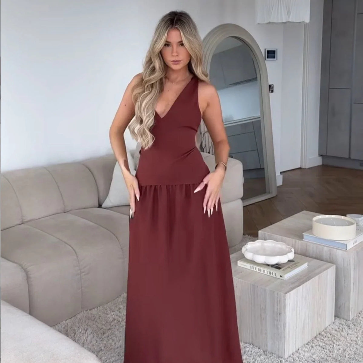 Damiana | Women's V-Neck Elegant Maxi Dress