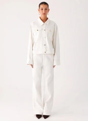 Back Again Oversized Denim Jacket - White