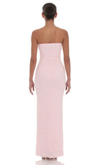 Strapless Ruffle Maxi Dress In Pink